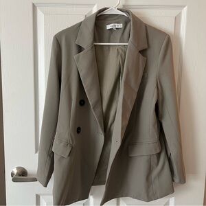 Moodie Double Breqsted gray blazer